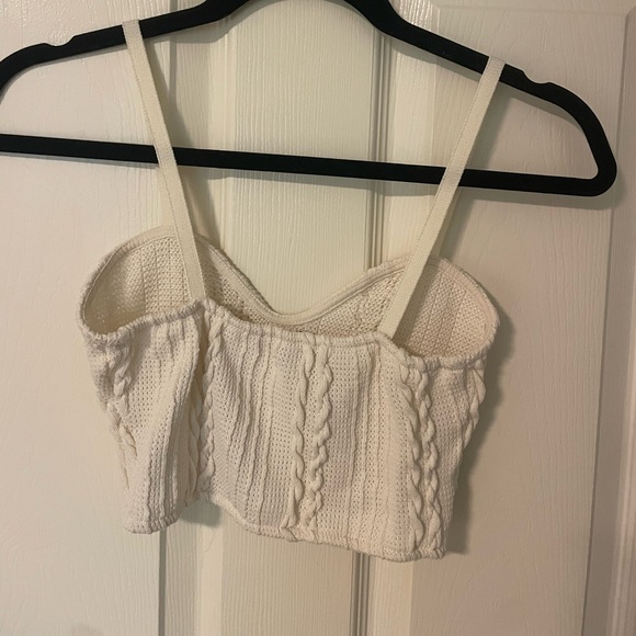 Cream Knit Cropped Spaghetti strap cropped top - Picture 2 of 2
